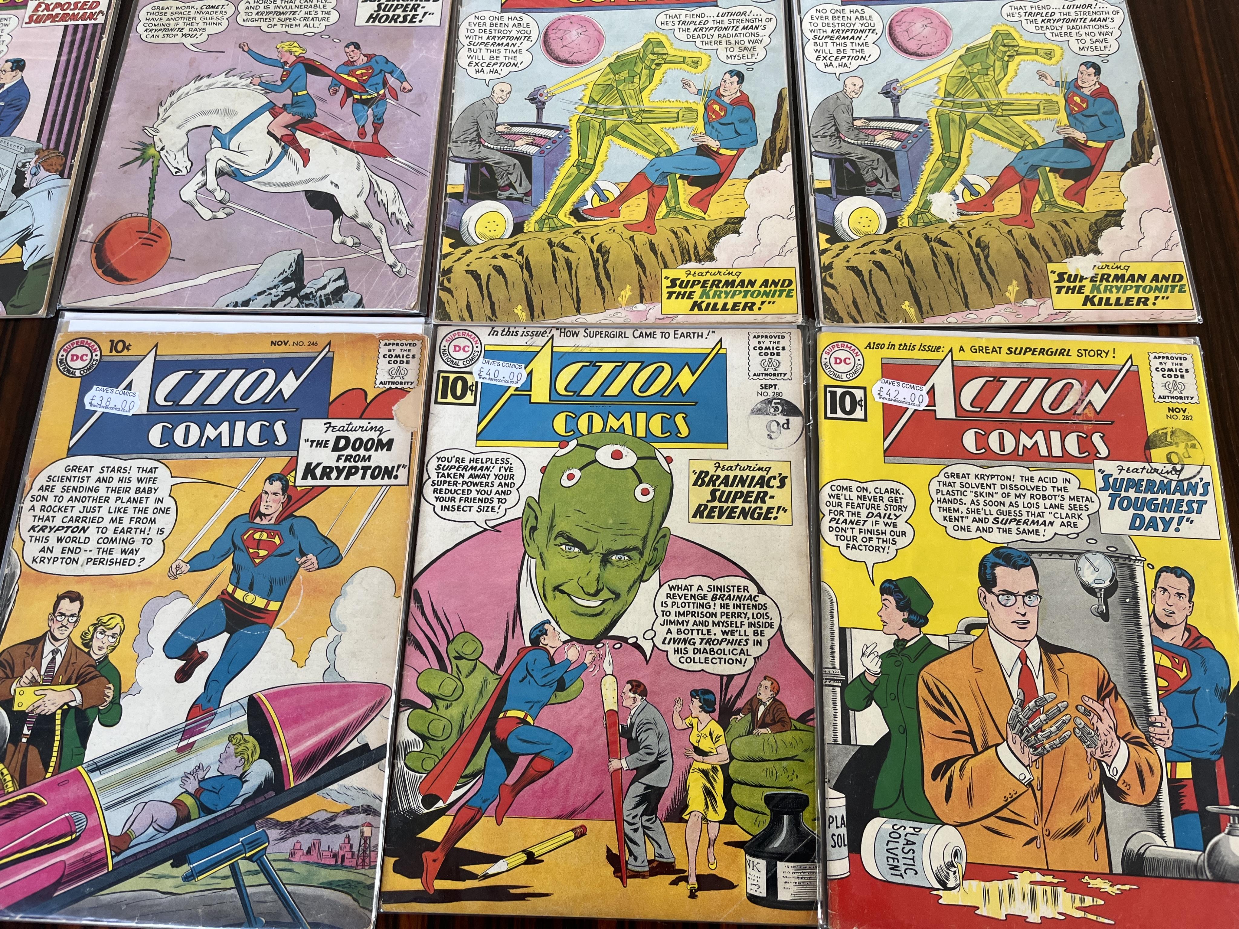Action Comics, DC comics, 1958-1966, 36 issues between #246–333, comprising, #246, #275 [minor key], #280, #282, #288, #293 [minor key], #294 x2, #303, #306, #309 [minor key], #310 [minor key], #313, #314, #316 x2, #317,